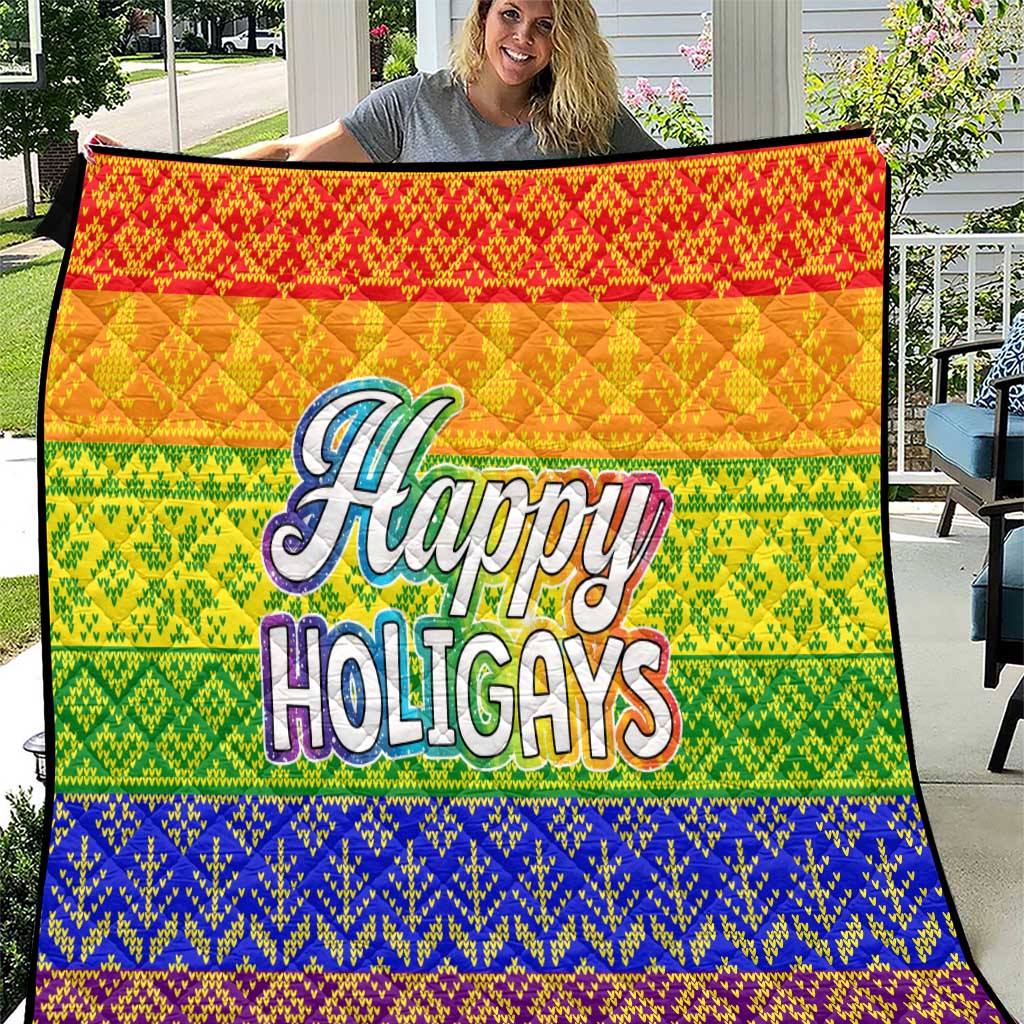 LGBT Gay Pride Happy Holigays Christmas Quilt Xmas Holiday Patterns - Wonder Print Shop