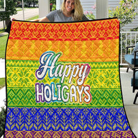 LGBT Gay Pride Happy Holigays Christmas Quilt Xmas Holiday Patterns - Wonder Print Shop