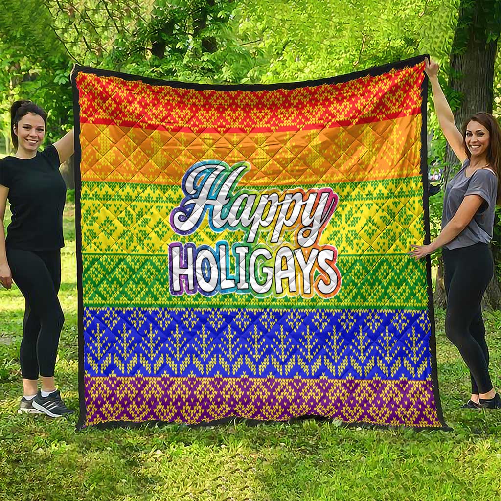 LGBT Gay Pride Happy Holigays Christmas Quilt Xmas Holiday Patterns - Wonder Print Shop