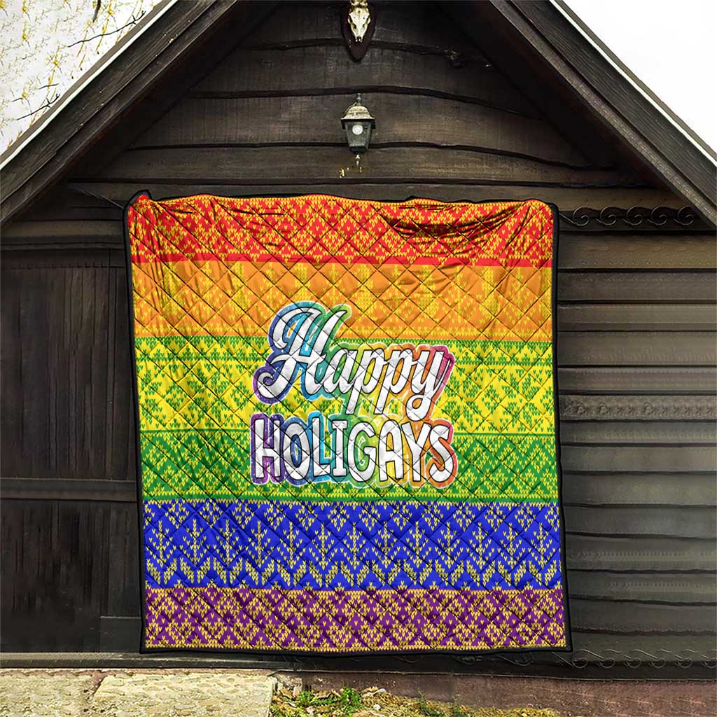LGBT Gay Pride Happy Holigays Christmas Quilt Xmas Holiday Patterns - Wonder Print Shop