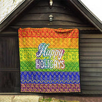 LGBT Gay Pride Happy Holigays Christmas Quilt Xmas Holiday Patterns - Wonder Print Shop