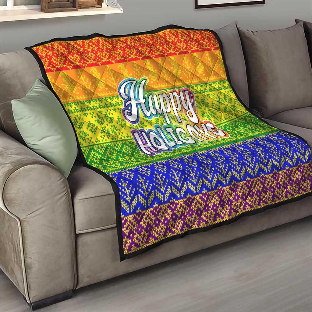 LGBT Gay Pride Happy Holigays Christmas Quilt Xmas Holiday Patterns - Wonder Print Shop