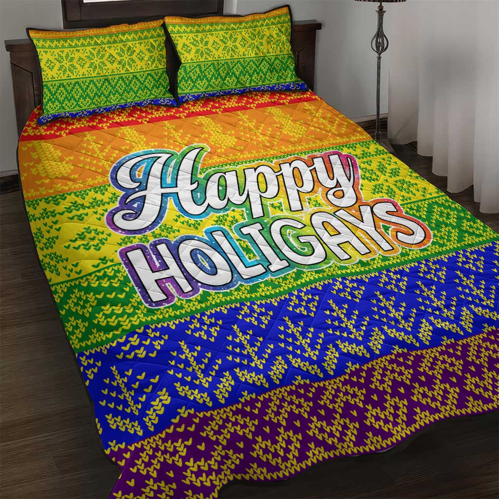 LGBT Gay Pride Happy Holigays Christmas Quilt Bed Set Xmas Holiday Patterns - Wonder Print Shop