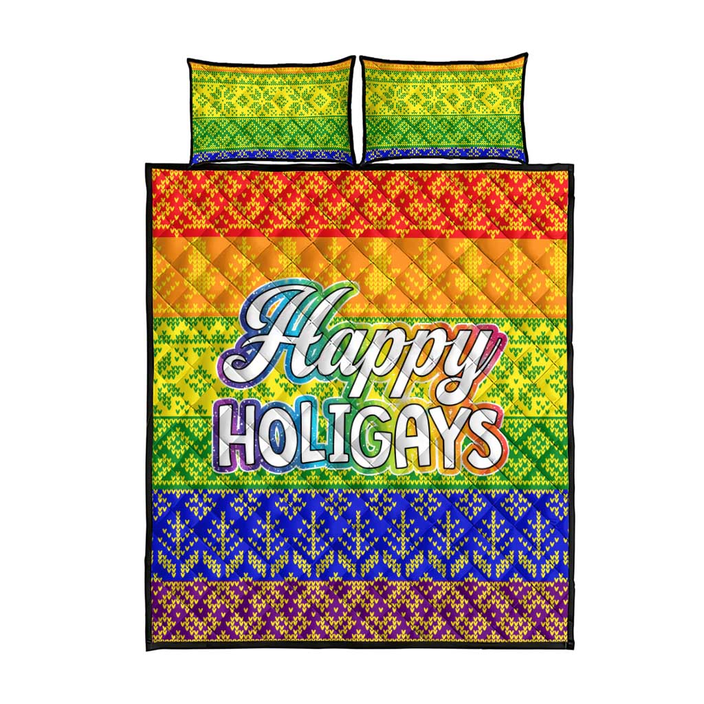 LGBT Gay Pride Happy Holigays Christmas Quilt Bed Set Xmas Holiday Patterns - Wonder Print Shop