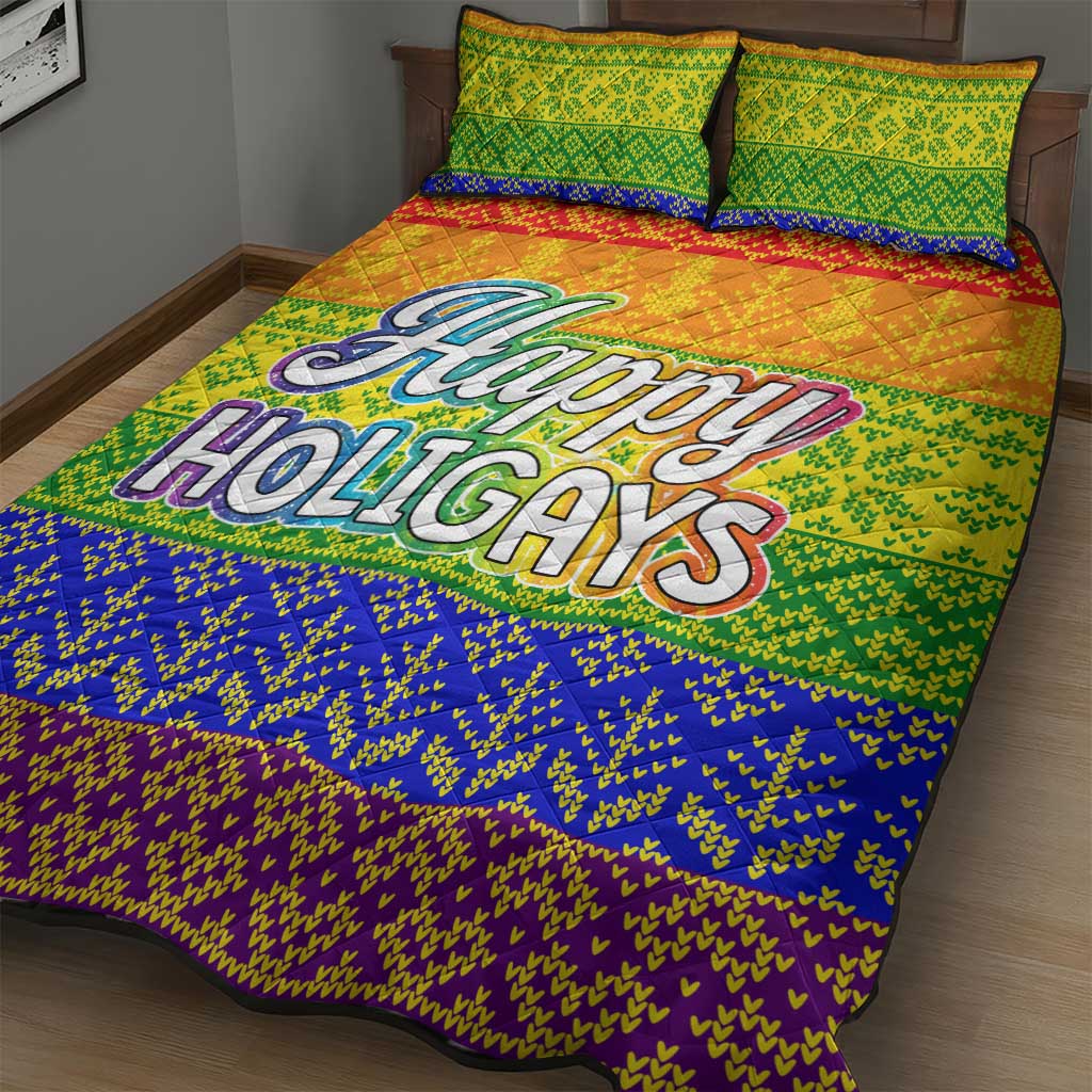 LGBT Gay Pride Happy Holigays Christmas Quilt Bed Set Xmas Holiday Patterns - Wonder Print Shop
