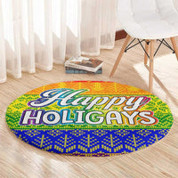 LGBT Gay Pride Happy Holigays Christmas Round Carpet Xmas Holiday Patterns - Wonder Print Shop
