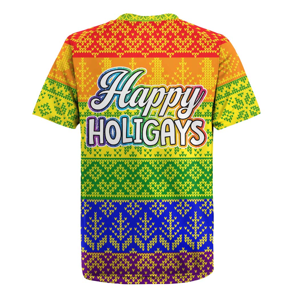 LGBT Gay Pride Happy Holigays Christmas Rugby Jersey Xmas Holiday Patterns - Wonder Print Shop
