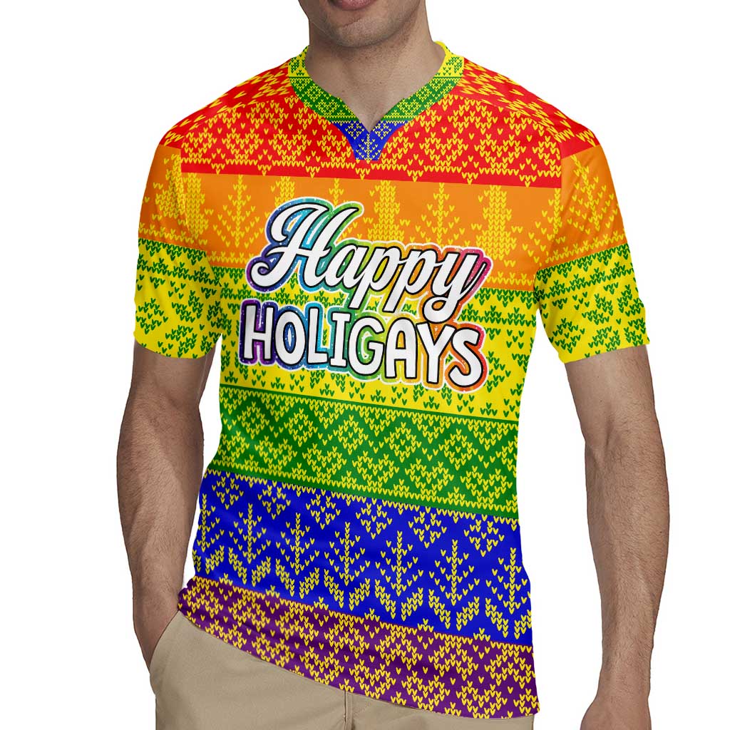 LGBT Gay Pride Happy Holigays Christmas Rugby Jersey Xmas Holiday Patterns - Wonder Print Shop