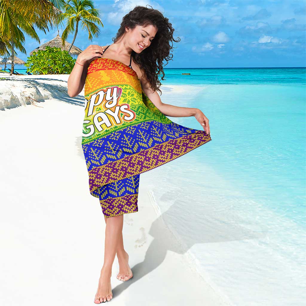 LGBT Gay Pride Happy Holigays Christmas Sarong Xmas Holiday Patterns - Wonder Print Shop