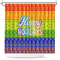LGBT Gay Pride Happy Holigays Christmas Shower Curtain Xmas Holiday Patterns - Wonder Print Shop