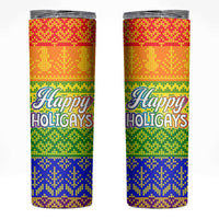 LGBT Gay Pride Happy Holigays Christmas Skinny Tumbler Xmas Holiday Patterns - Wonder Print Shop