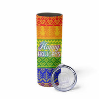 LGBT Gay Pride Happy Holigays Christmas Skinny Tumbler Xmas Holiday Patterns - Wonder Print Shop