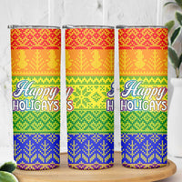 LGBT Gay Pride Happy Holigays Christmas Skinny Tumbler Xmas Holiday Patterns - Wonder Print Shop