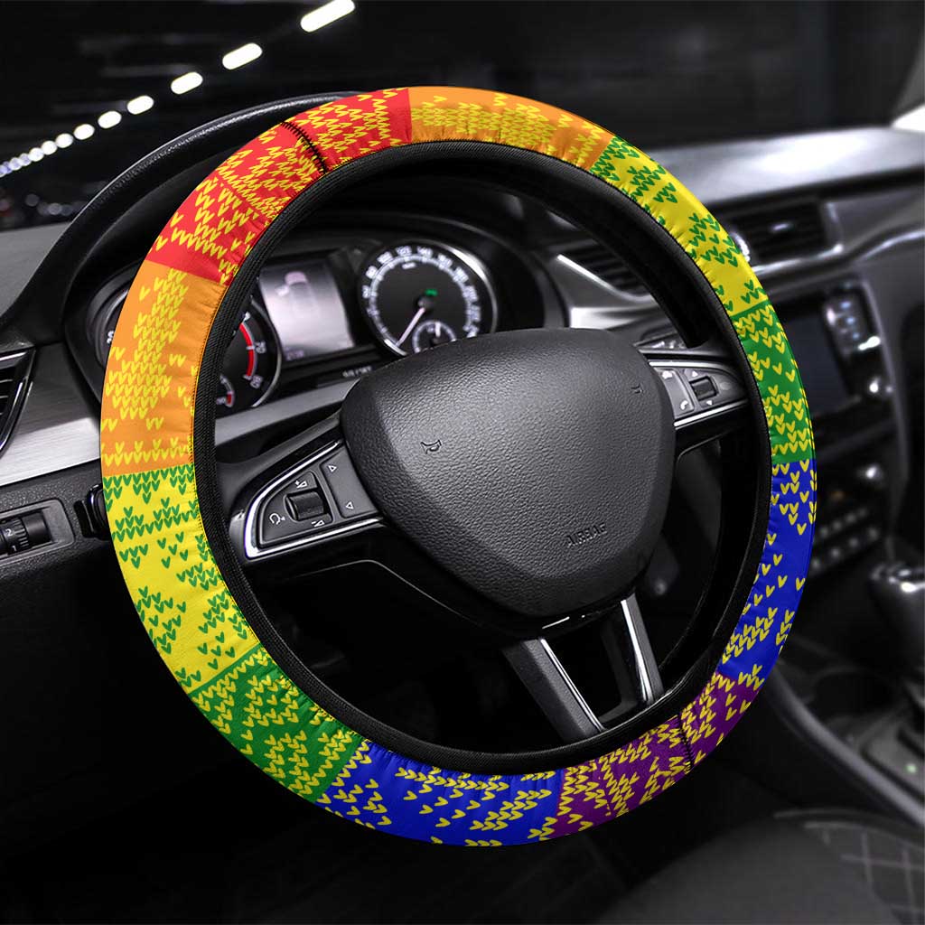 LGBT Gay Pride Happy Holigays Christmas Steering Wheel Cover Xmas Holiday Patterns - Wonder Print Shop