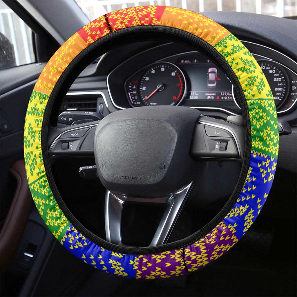 LGBT Gay Pride Happy Holigays Christmas Steering Wheel Cover Xmas Holiday Patterns - Wonder Print Shop