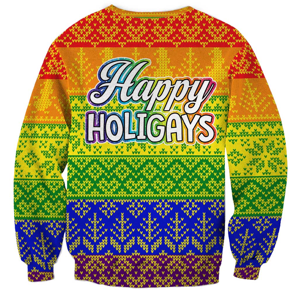 LGBT Gay Pride Happy Holigays Christmas Sweatshirt Xmas Holiday Patterns - Wonder Print Shop
