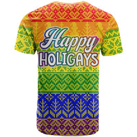 LGBT Gay Pride Happy Holigays Christmas T Shirt Xmas Holiday Patterns - Wonder Print Shop