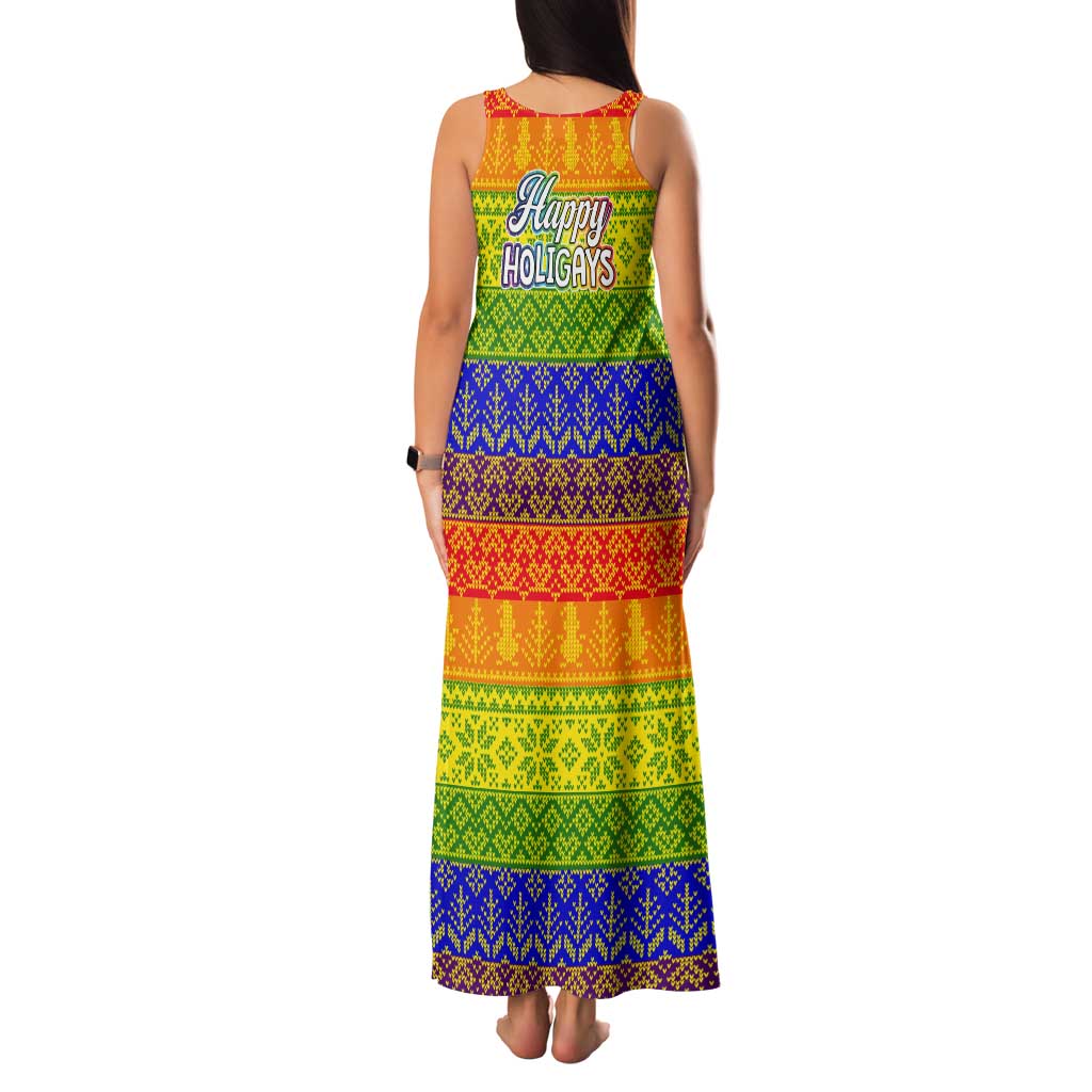 LGBT Gay Pride Happy Holigays Christmas Tank Maxi Dress Xmas Holiday Patterns - Wonder Print Shop