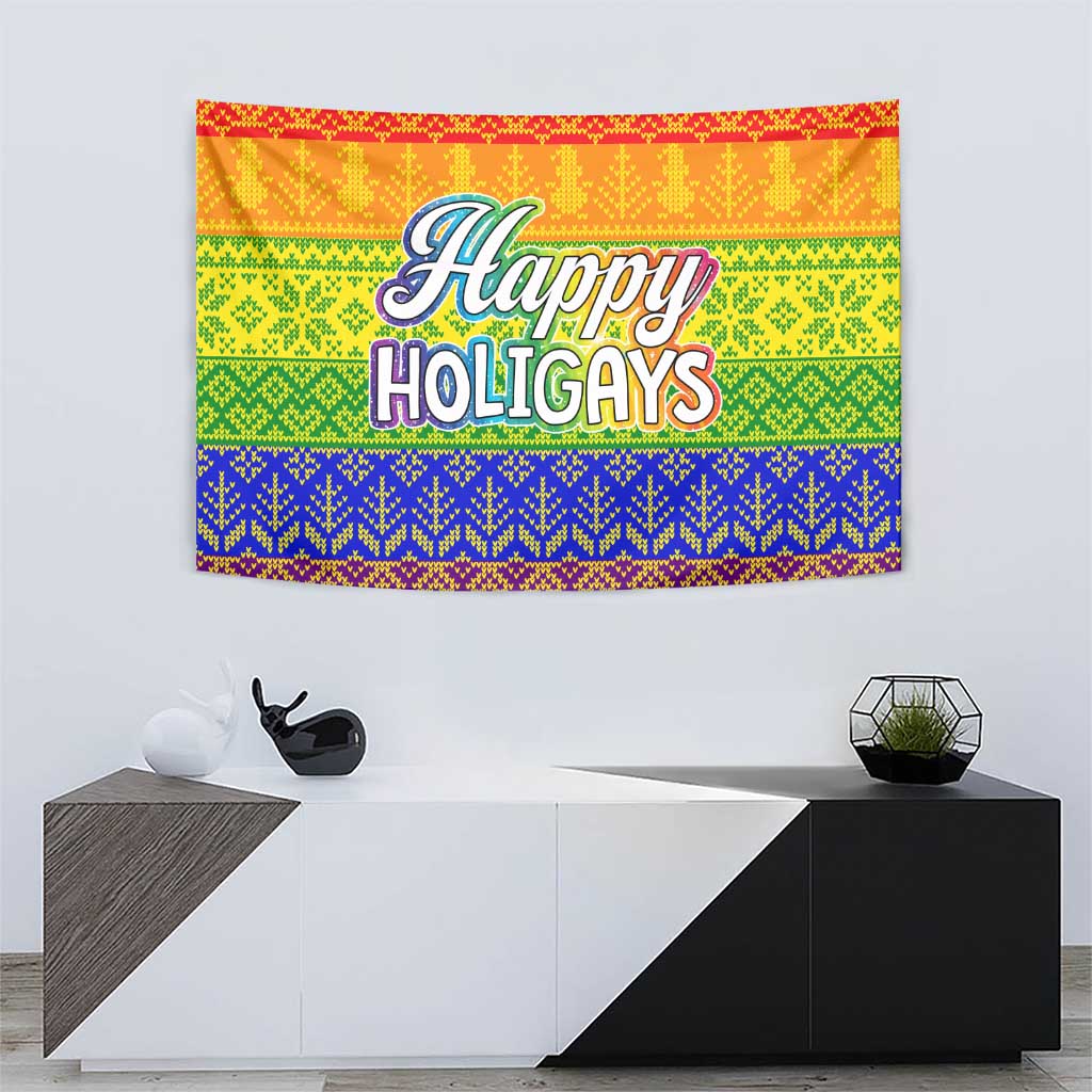 LGBT Gay Pride Happy Holigays Christmas Tapestry Xmas Holiday Patterns - Wonder Print Shop