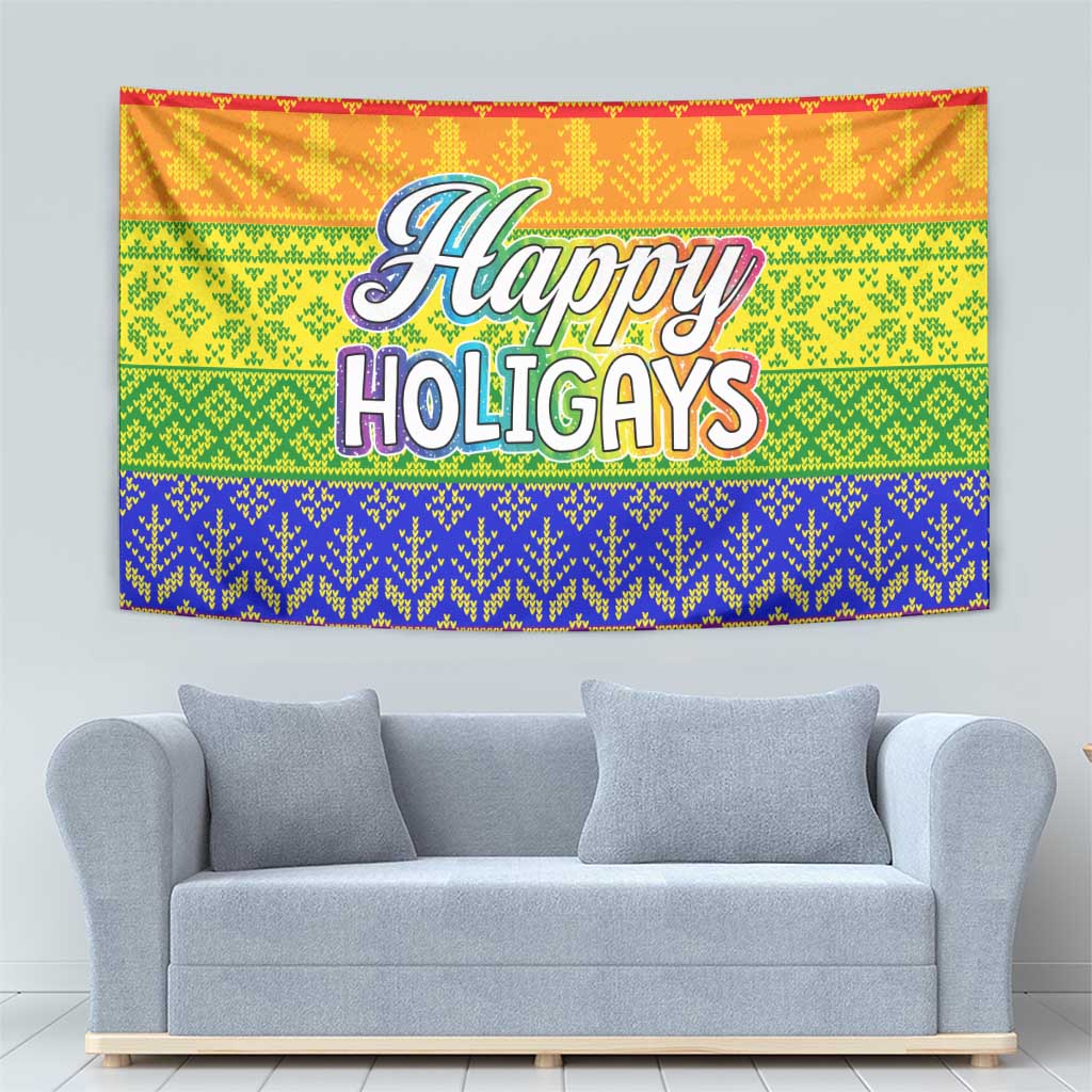 LGBT Gay Pride Happy Holigays Christmas Tapestry Xmas Holiday Patterns - Wonder Print Shop