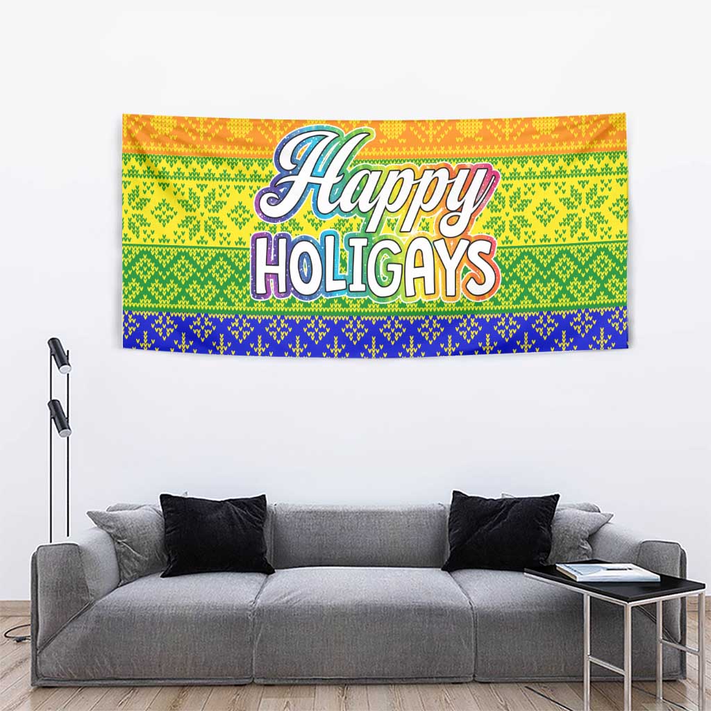 LGBT Gay Pride Happy Holigays Christmas Tapestry Xmas Holiday Patterns - Wonder Print Shop