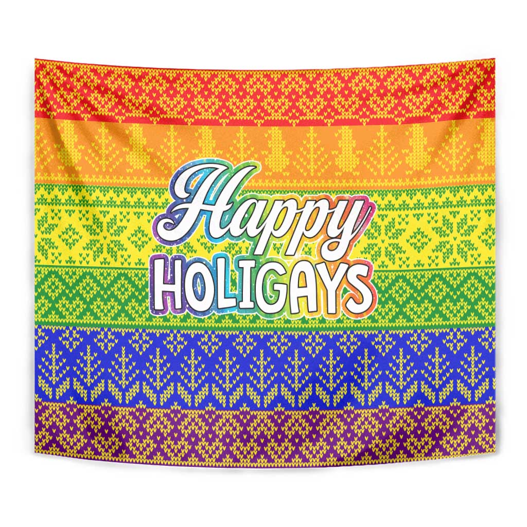 LGBT Gay Pride Happy Holigays Christmas Tapestry Xmas Holiday Patterns - Wonder Print Shop