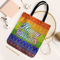 LGBT Gay Pride Happy Holigays Christmas Tote Bag Xmas Holiday Patterns - Wonder Print Shop