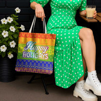 LGBT Gay Pride Happy Holigays Christmas Tote Bag Xmas Holiday Patterns - Wonder Print Shop