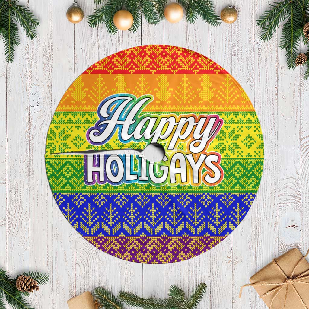 LGBT Gay Pride Happy Holigays Christmas Tree Skirt Xmas Holiday Patterns - Wonder Print Shop