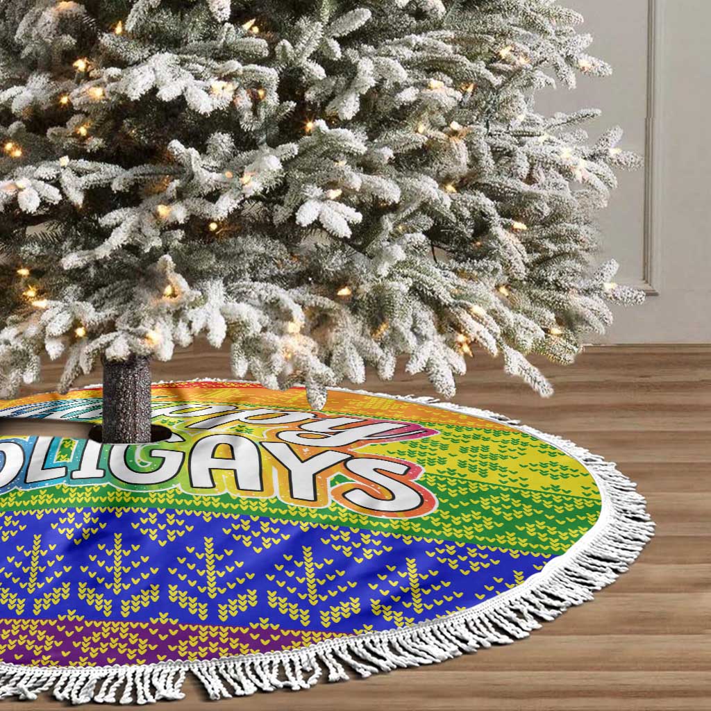 LGBT Gay Pride Happy Holigays Christmas Tree Skirt Xmas Holiday Patterns - Wonder Print Shop