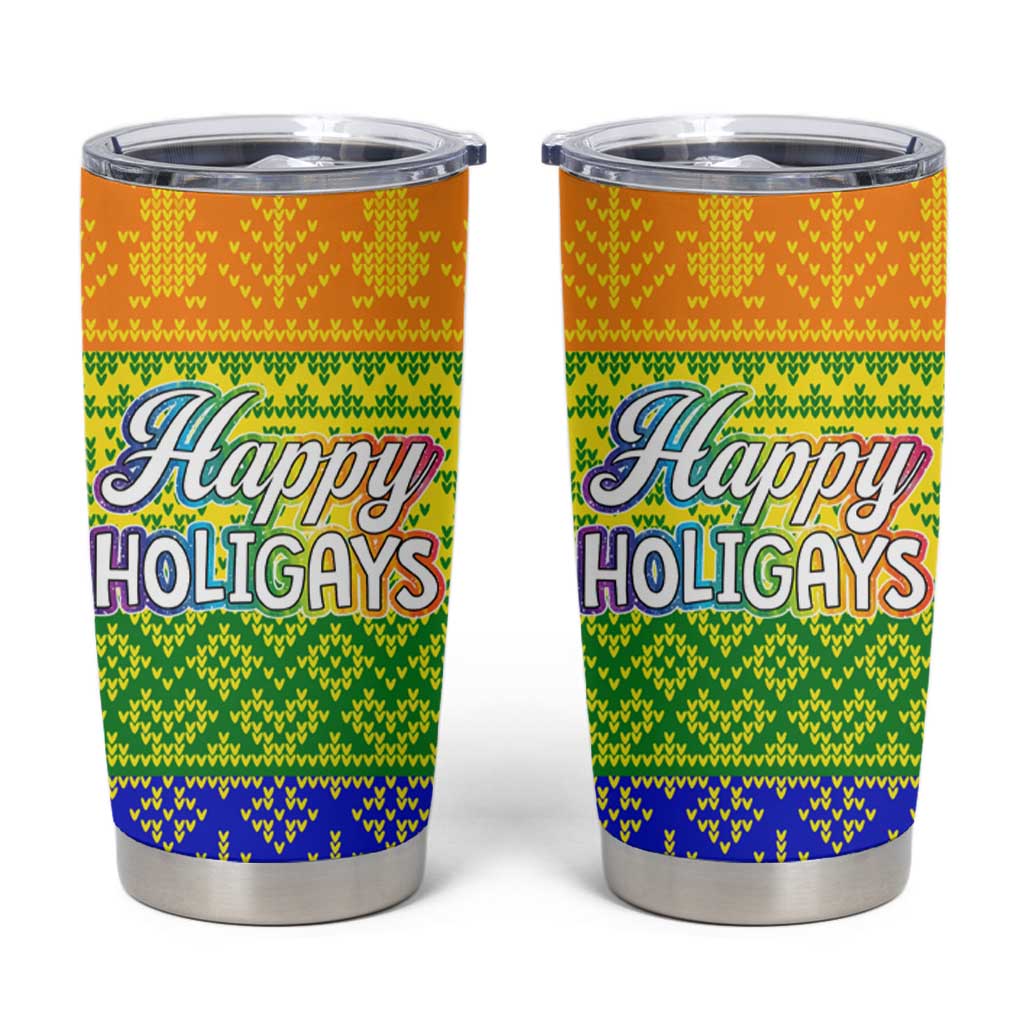 LGBT Gay Pride Happy Holigays Christmas Tumbler Cup Xmas Holiday Patterns - Wonder Print Shop