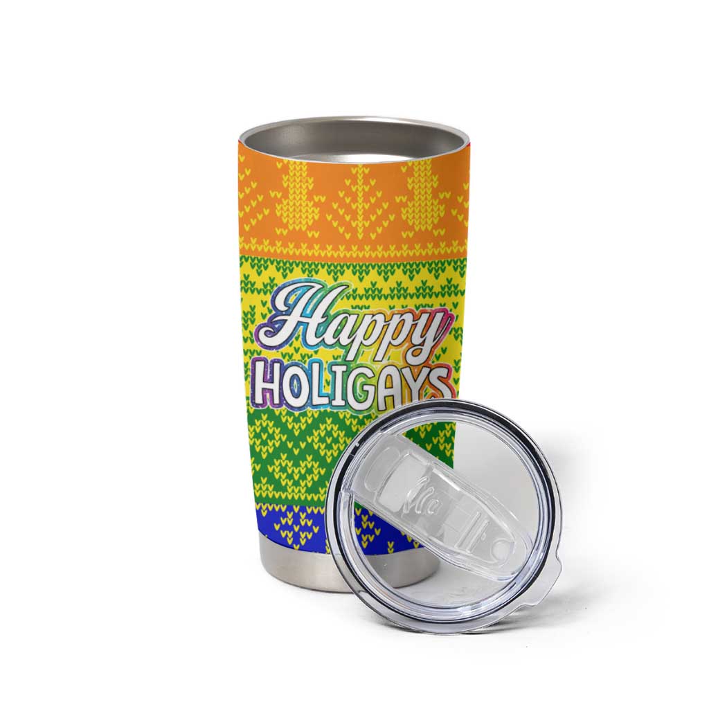 LGBT Gay Pride Happy Holigays Christmas Tumbler Cup Xmas Holiday Patterns - Wonder Print Shop