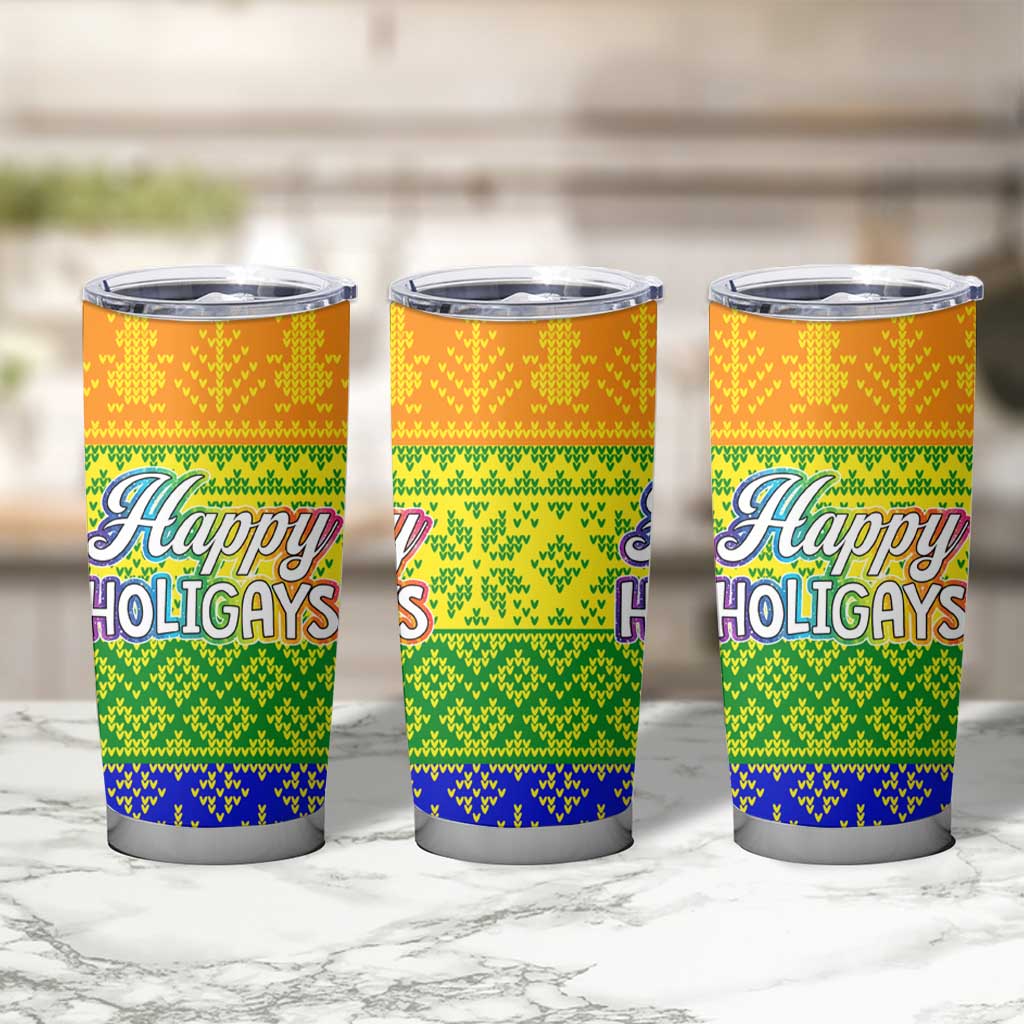 LGBT Gay Pride Happy Holigays Christmas Tumbler Cup Xmas Holiday Patterns - Wonder Print Shop