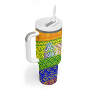 LGBT Gay Pride Happy Holigays Christmas Tumbler With Handle Xmas Holiday Patterns - Wonder Print Shop