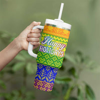 LGBT Gay Pride Happy Holigays Christmas Tumbler With Handle Xmas Holiday Patterns - Wonder Print Shop