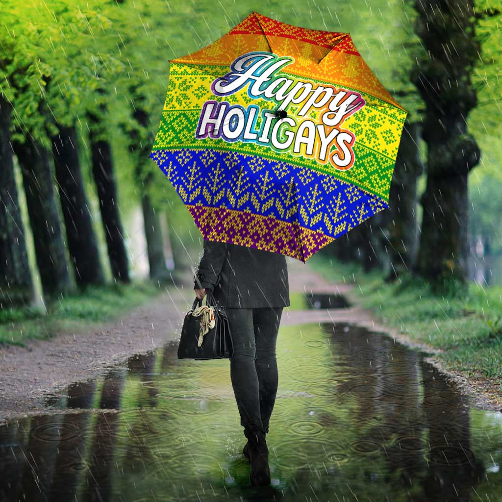 LGBT Gay Pride Happy Holigays Christmas Umbrella Xmas Holiday Patterns - Wonder Print Shop