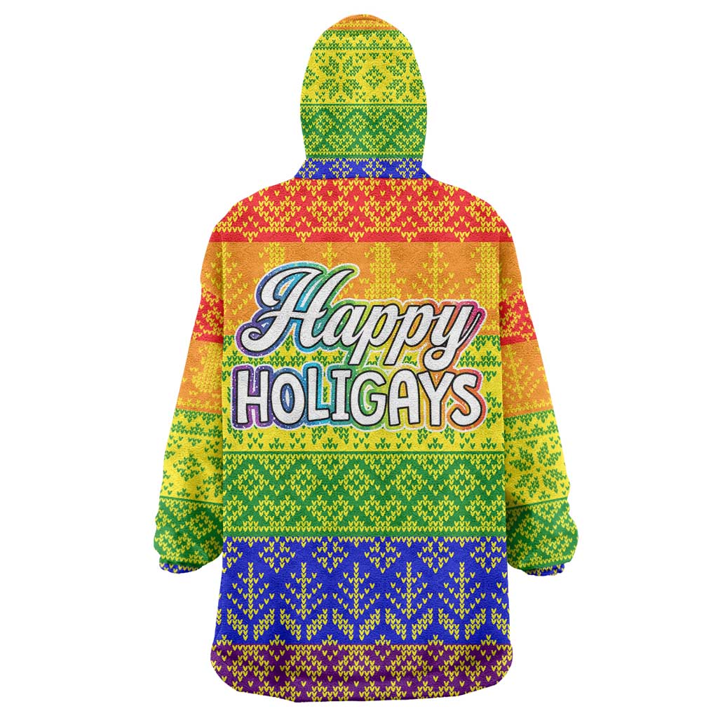 LGBT Gay Pride Happy Holigays Christmas Wearable Blanket Hoodie Xmas Holiday Patterns - Wonder Print Shop