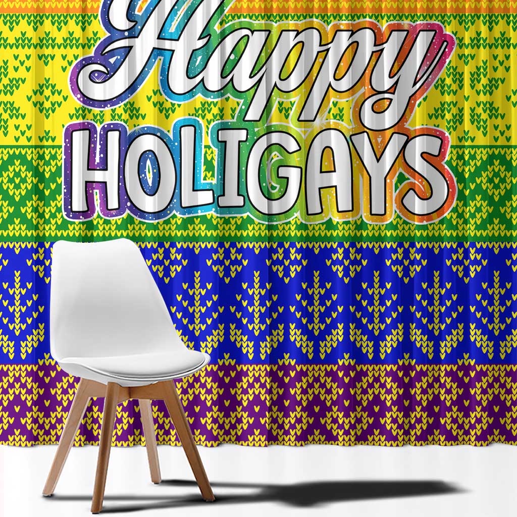 LGBT Gay Pride Happy Holigays Christmas Window Curtain Xmas Holiday Patterns - Wonder Print Shop
