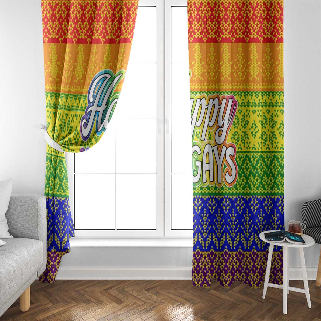LGBT Gay Pride Happy Holigays Christmas Window Curtain Xmas Holiday Patterns - Wonder Print Shop