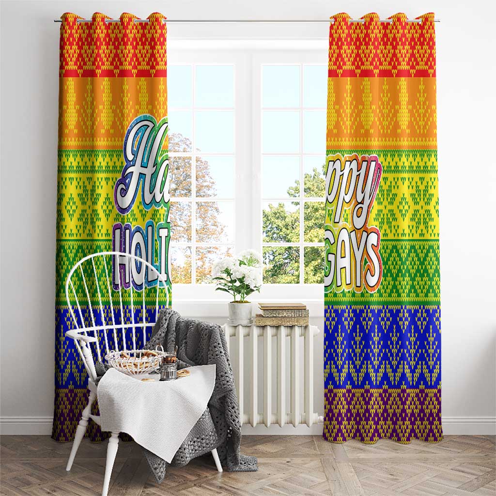 LGBT Gay Pride Happy Holigays Christmas Window Curtain Xmas Holiday Patterns - Wonder Print Shop