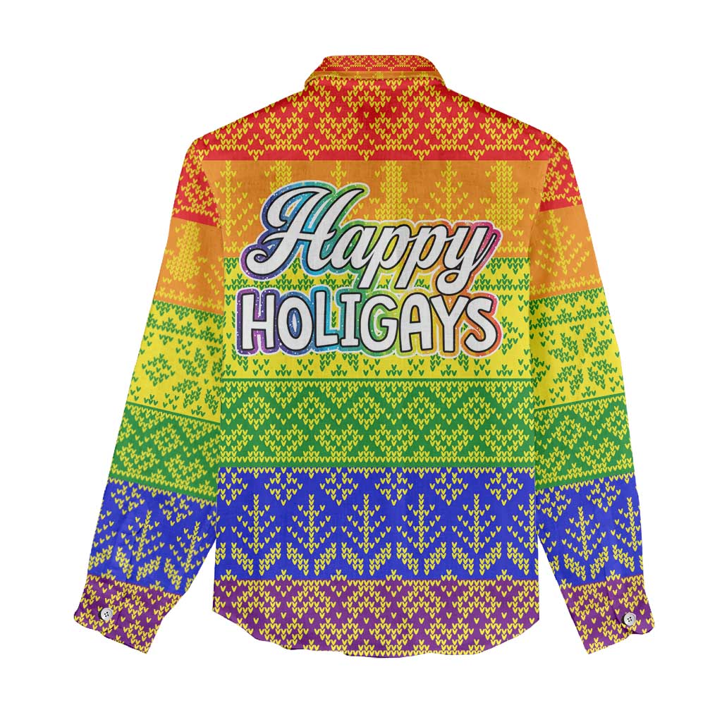 LGBT Gay Pride Happy Holigays Christmas Women Casual Shirt Xmas Holiday Patterns - Wonder Print Shop