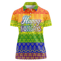 LGBT Gay Pride Happy Holigays Christmas Women Polo Shirt Xmas Holiday Patterns - Wonder Print Shop