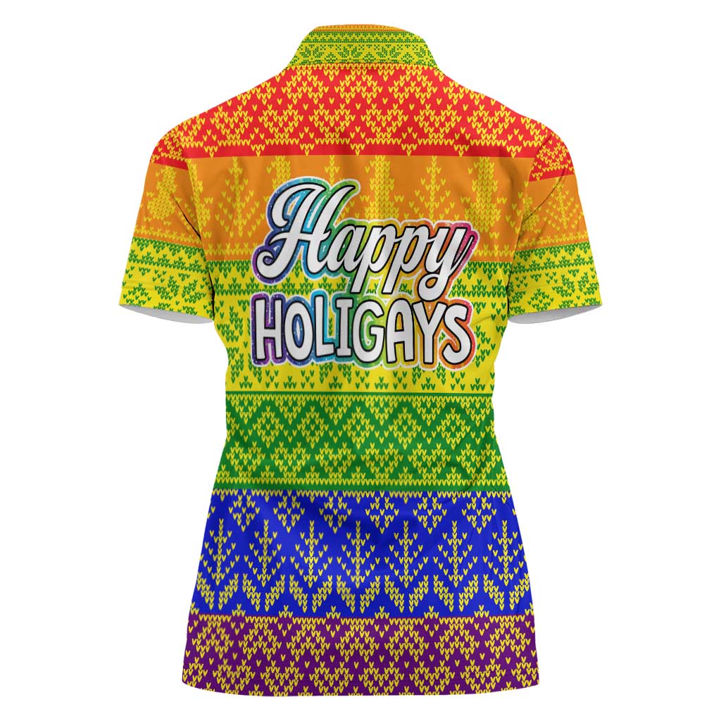 LGBT Gay Pride Happy Holigays Christmas Women Polo Shirt Xmas Holiday Patterns - Wonder Print Shop