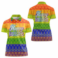 LGBT Gay Pride Happy Holigays Christmas Women Polo Shirt Xmas Holiday Patterns - Wonder Print Shop