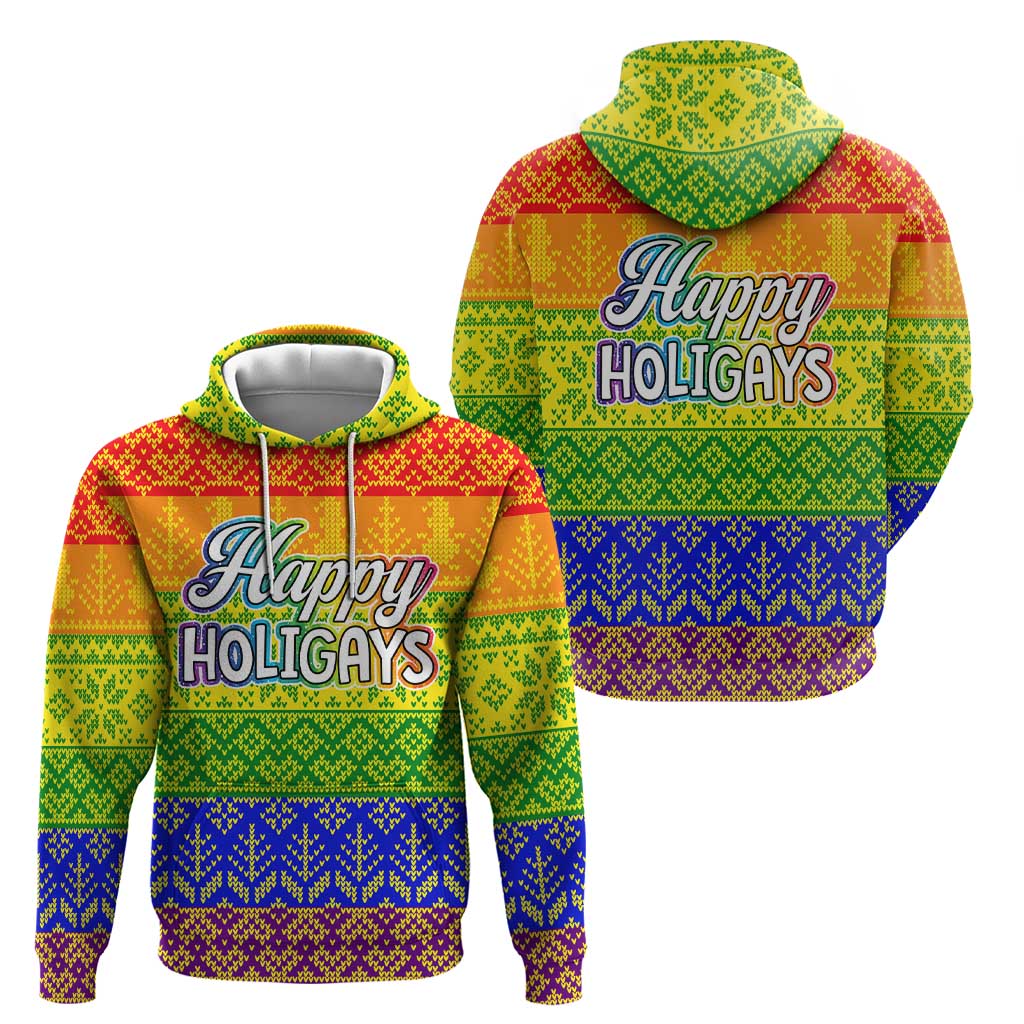LGBT Gay Pride Happy Holigays Christmas Zip Hoodie Xmas Holiday Patterns - Wonder Print Shop