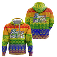 LGBT Gay Pride Happy Holigays Christmas Zip Hoodie Xmas Holiday Patterns - Wonder Print Shop