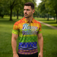 LGBT Gay Pride Happy Holigays Christmas Zipper Polo Shirt Xmas Holiday Patterns - Wonder Print Shop