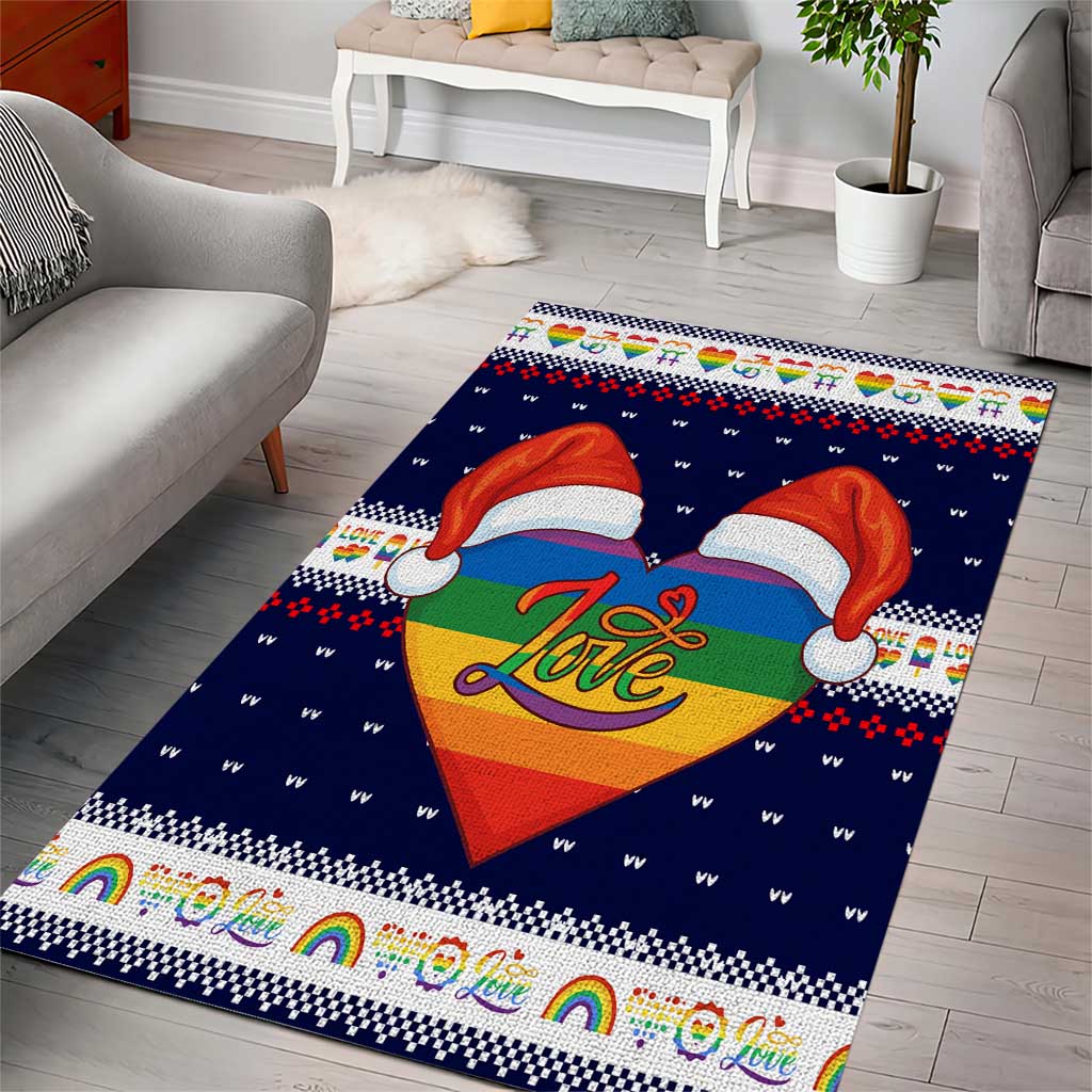 LGBT Heart Christmas Yall Christmas Area Rug Xmas Holiday Patterns - Wonder Print Shop
