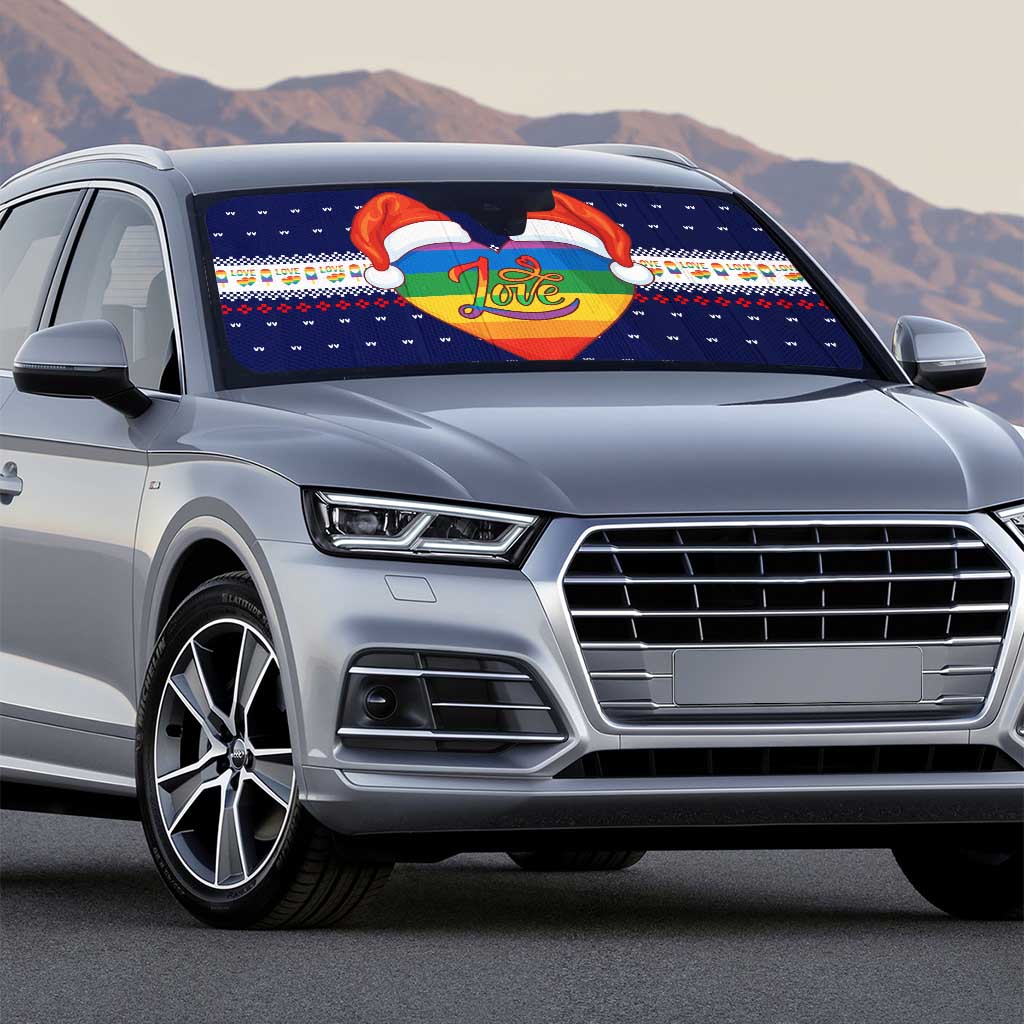 LGBT Heart Christmas Yall Christmas Auto Sun Shade Xmas Holiday Patterns - Wonder Print Shop