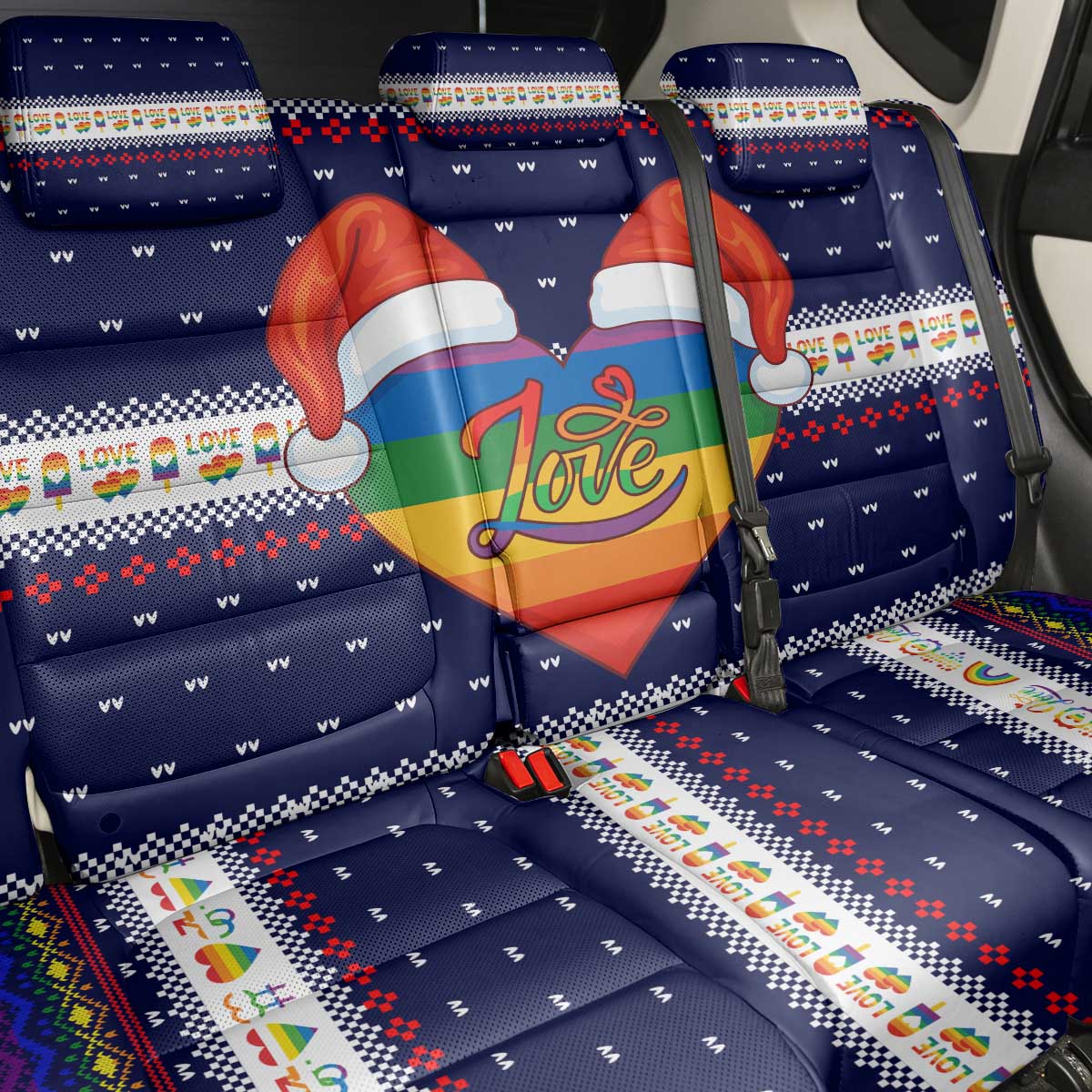 LGBT Heart Christmas Yall Christmas Back Car Seat Cover Xmas Holiday Patterns - Wonder Print Shop